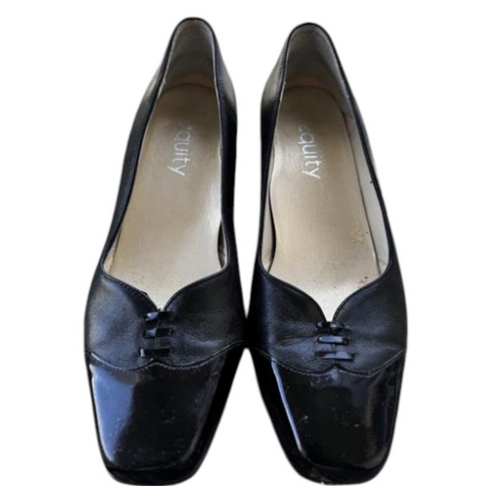 Equity black leather slip-on pumps shoes size 6.5
